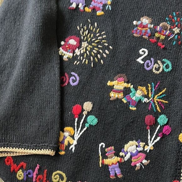 Heirloom Collectables Vintage World Party 2000 embroidered sweater cardigan XL - Picture 4 of 11